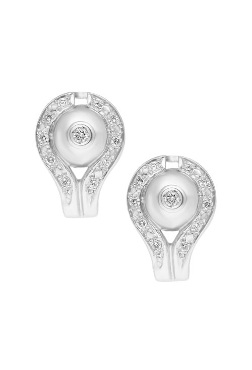 Pendientes de oro blanco y diamantes. 195_R4759 Pendientes oro 1ª ley 750 mmas. (18 k.) con diamante aretes rfcia.195_R4759