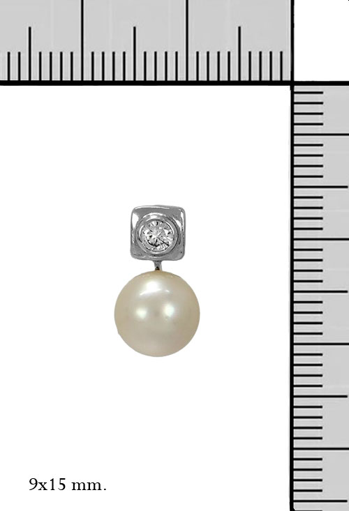 Pendientes oro blanco 18k con perlas y diamantes 192_Z1122 pendientes_de_oro_blanco_18_kilates_con_perlas_cultivadas_y_diamantes_precio_muy_barato_especial_online_vistos_con medidas en milimetros_192_z1122_M