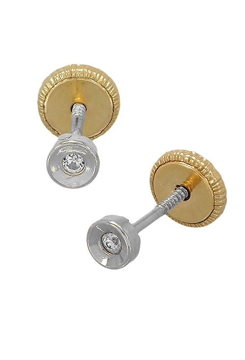 Pendientes oro blanco para bebe 234_2515-B pendientes de oro blanco para recien nacidas 234_2515-B