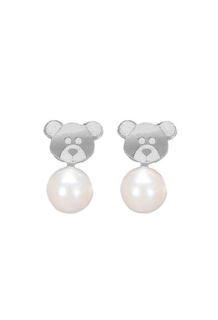 Pendientes dormilona oro 1ª ley 750 mmas. (18 k.) con piedras oro blanco rfcia.234_1995-B