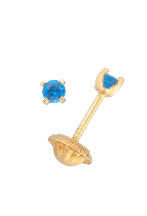 pendientes de oro para bebe cuarzos color azul zafiro para las niñas nacidas en septiembre vista lateral 030_1055SP_01