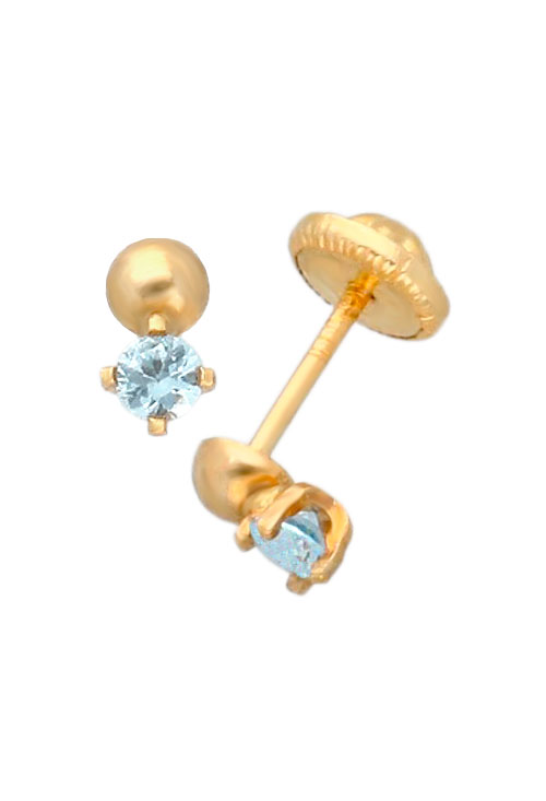 Pendientes oro para bebé nacido en diciembre 030_1895DC pendientes de oro para bebe niñas nacidas mes de diciembre foto lateral 030_1895DC_01