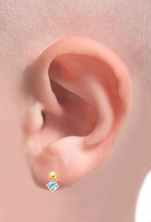 Pendientes oro para bebé nacido en diciembre 030_1895DC pendientes de oro para bebe niñas nacidas mes de diciembre foto modelo 030_1895DC_02