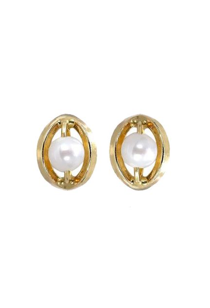 pendientes de oro para bebe perla cultivada y oro amarillo 18 kilates vista frontal 234_1588