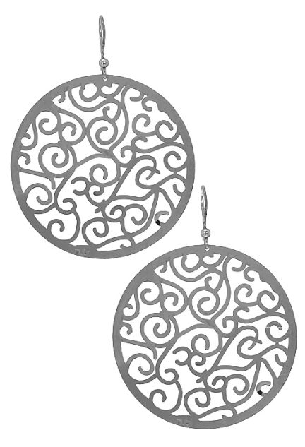 pendientes de plata largos XXL circulo calado con adornos arabescos foto frontal 144_ART1