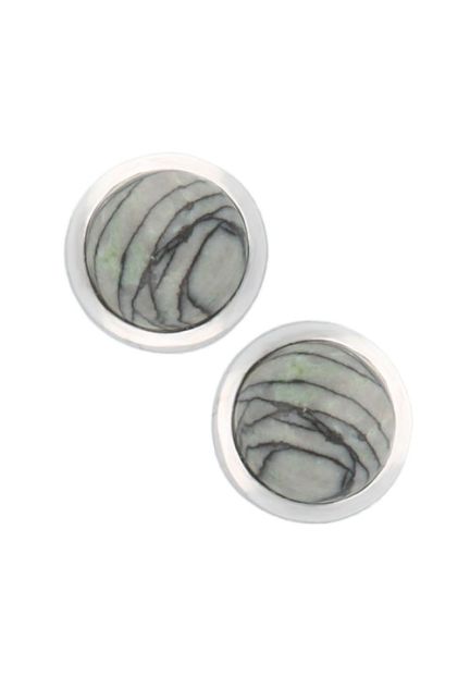 Pendientes plata jaspe talla redonda y bombé 103_NSE697A-9 joyas para mujer a precios baratos