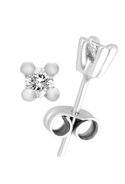 pendientes garra 4 patas oro blanco 18 kilates con diamantes talla brillante foto de lado viendo sistemas de presion