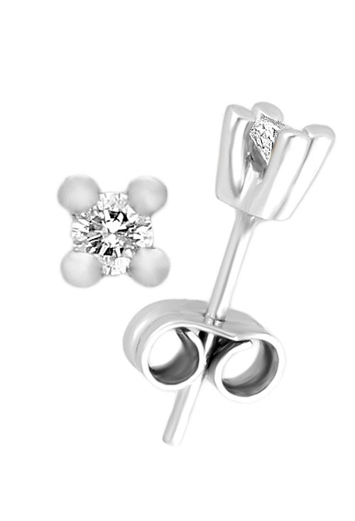 pendientes garra 4 patas oro blanco 18 kilates con diamantes talla brillante foto de lado viendo sistemas de presion