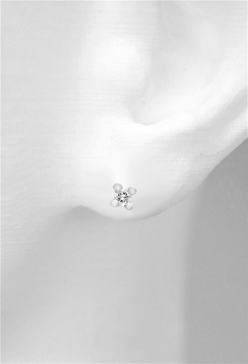 pendientes garra 4 patas oro blanco 18 kilates con diamantes talla brillante foto modelo