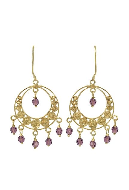 pendientes largos de oro 18 ktes tipo cordobes foto frontal precio barato joyeria online 002_52343-P-2