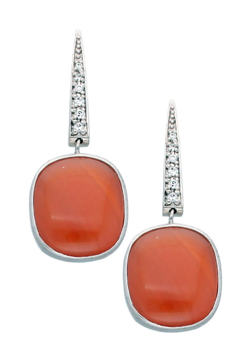 Pendientes plata con ágata carneola. Pendientes plata ley largos con piedras rfcia.103_NSE737A-6