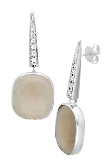 pendientes largos de plata cuarzo verde foto lateral para parrilla web joyeria el rubi