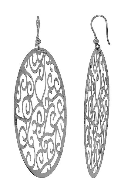 pendientes largos de plata de ley forma ovalada toda calada adornos arabes vista de lado 144_ART6_01