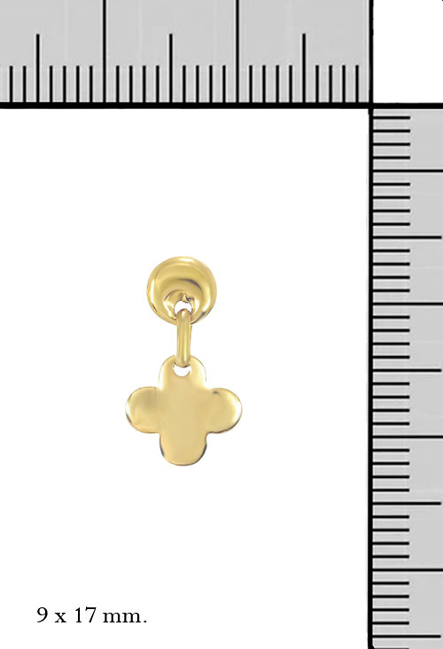 pendientes largos oro amarillo 18 kilates forma de cruz precio barato en joyeria online foto con medidas