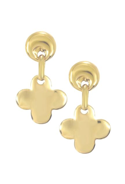 pendientes largos oro amarillo 18 kilates forma de cruz precio barato en joyeria online foto frontal