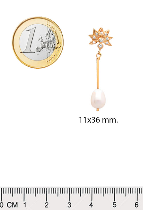 pendientes de oro amarillo para novia 139_0014-P-0A vista con medidas