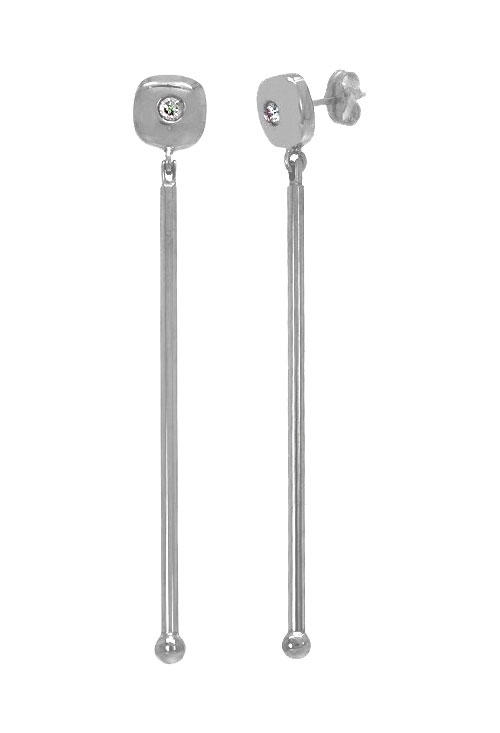 Pendientes largos oro blanco con diamantes 192_Z1390B pendientes largos oro blanco 18 kilates con diamantes foto lateral precio oferta en joyeria online