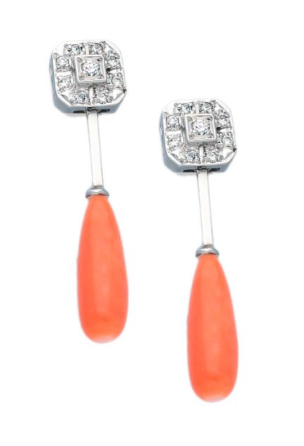 Pendientes oro 1ª ley 750 mmas. (18 k.) con diamante largos rfcia.078_F2271002PL