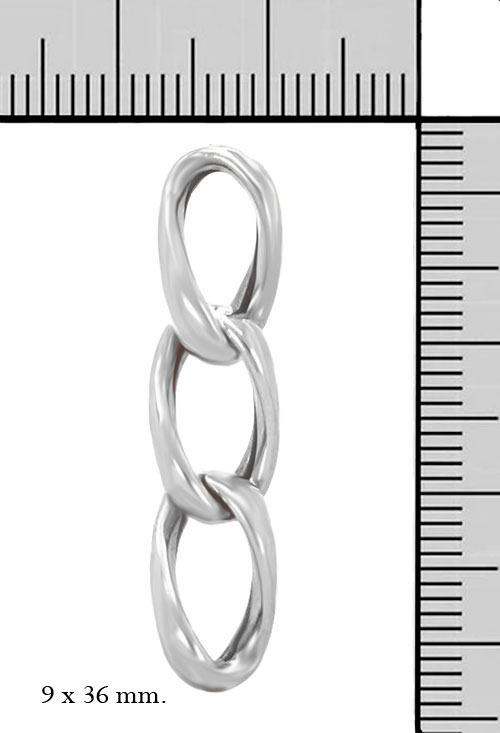 Pendientes oro blanco 18 ktes cadena 167_B1978-PB pendientes largos oro blanco 18 kilates eslabones barbados vista con medidas 167_B1978-PB