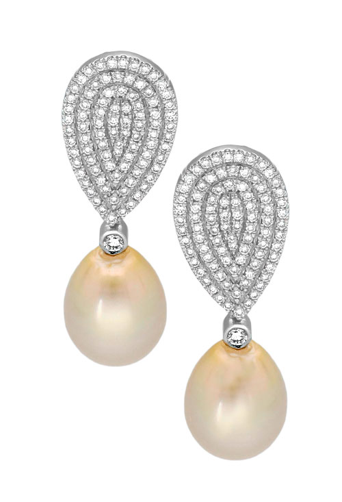 Pendientes oro blanco con diamante y perlas australianas 026_A110