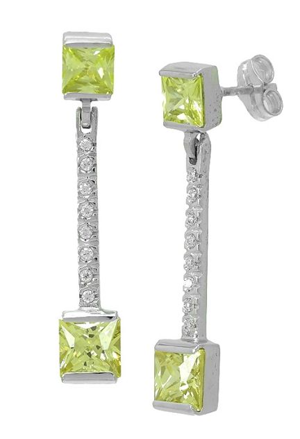 pendientes largos oro blanco 18k con circonitas y olivinas vista lateral 146_1085-B_01