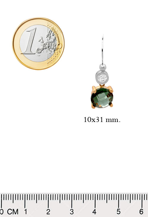 pendientes largos oro bicolor con cuarzo verde y circon fotografia para web el rubi joyeros toma medidas