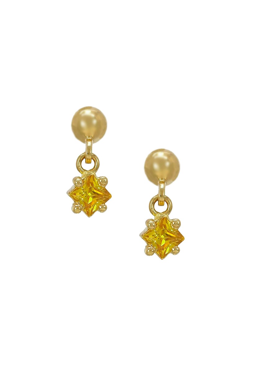 Pendientes de colgar oro 18K con citrinos 146_1148-PC pendientes largos de oro 18k con citrinos foto frontal precio barato joyeria online 146_1148-PC