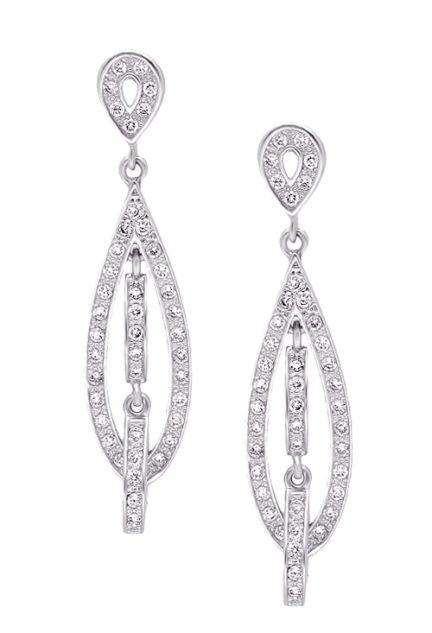 Pendientes oro 1ª ley 750 mmas. (18 k.) con diamante largos oro blanco rfcia.210_1336