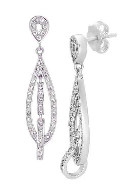 pendientes largos para novia oro blanco 18 kilates con diamantes foto lateral 210_1336_M