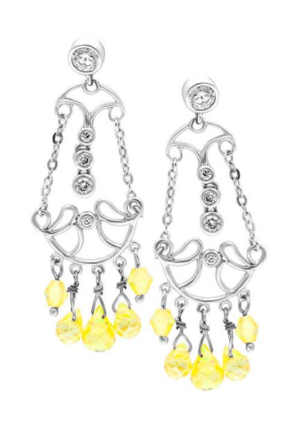 pendientes largos plata con citrinos neoclasicos frontal 132_70993-P-1