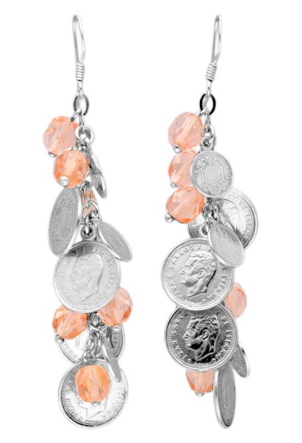 pendientes largos plata y cuarzos naranjas toma de frente 057_20311-0300