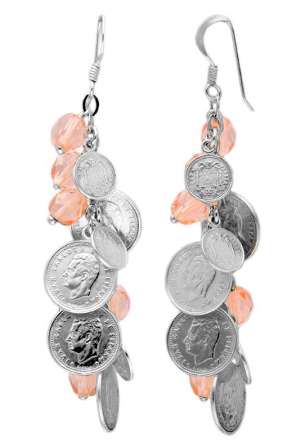 pendientes largos plata y cuarzos naranjas toma de lado 057_20311-0300_02