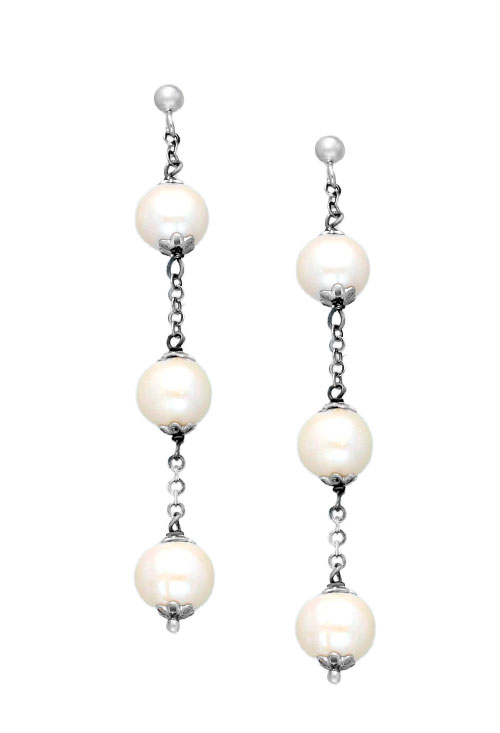 Pendientes plata largos con perlas cultivadas 144_02-T pendientes largos plata y perlas cultivadas precio de ocasion muy baratos vista de frente 144_02-T