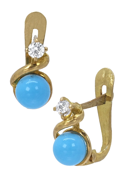 pendientes niña oro 18k con turquesa y circonitas vista cierre 146_C350-P_01