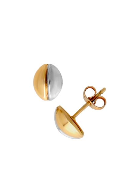 pendientes niña oro bicolor 18 kilates foto frontal y lateral en parrilla web el rubi joyeros