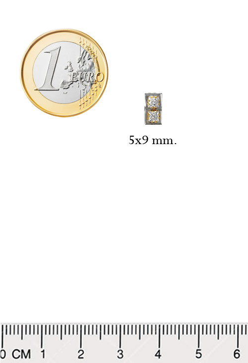 pendientes oro bicolor 18 kilates con circonitas modelo indicado para nina de primera comunión foto para web el rubi joyeros toma medidas