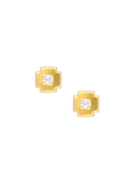 Pendientes dormilona oro 1ª ley 750 mmas. (18 k.) con piedras oro amarillo rfcia.100_B093