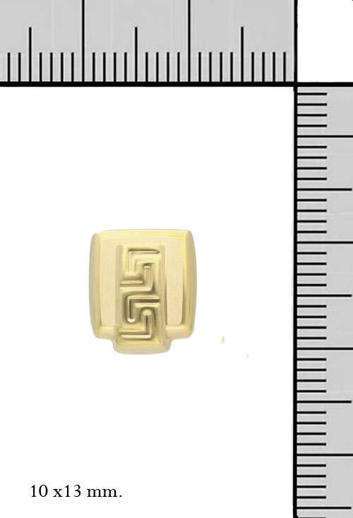 pendientes oro amarillo 18 kilates adorno greca acabado mate brillo fotografia con medidas