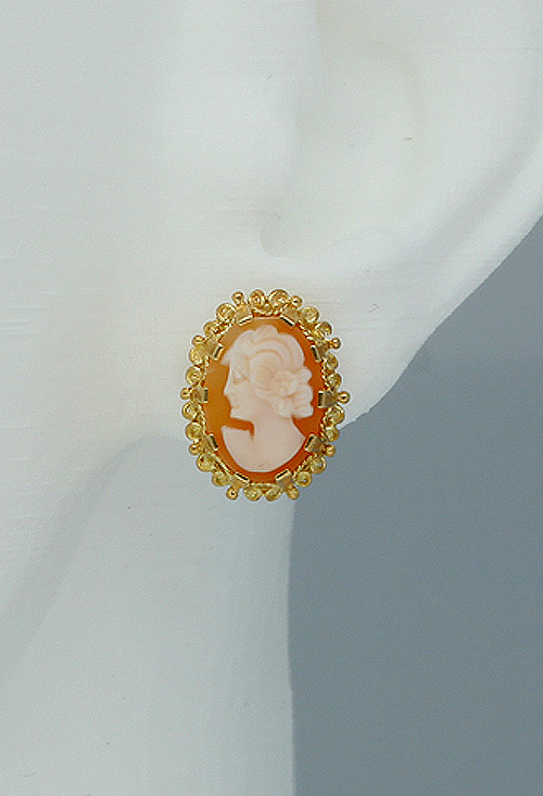 pendientes oro amarillo 18 kilates con camafeo madona vista en maniqui precio especial barato joyeria online 036_0202_05