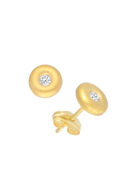pendientes oro amarillo 18 kilates con diamante modelo tipo chaton media cana precio barato joyas online toma lateral 037_180