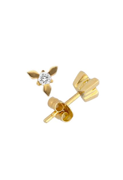 pendientes oro amarillo 18 kilates con diamante talla brillante engastado en garra foto lateral precio barato joyeria online 036_tb9649_03