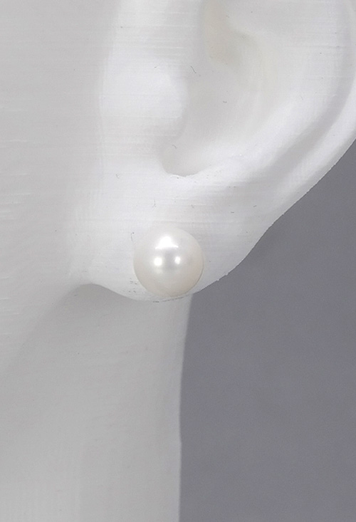 pendientes oro amarillo 18 kilates con perla cultivada de 9 mm con sistemas de presion precio barato joyeria online foto en maniqui oreja 026_09-10_02