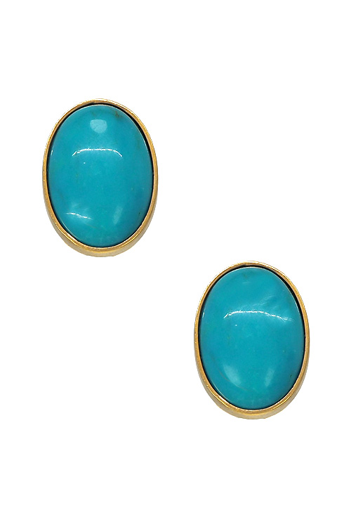 Pendientes oro 18k con turquesas 036_0135 pendientes oro amarillo 18 kilates con turquesas foto frontal 036_0135