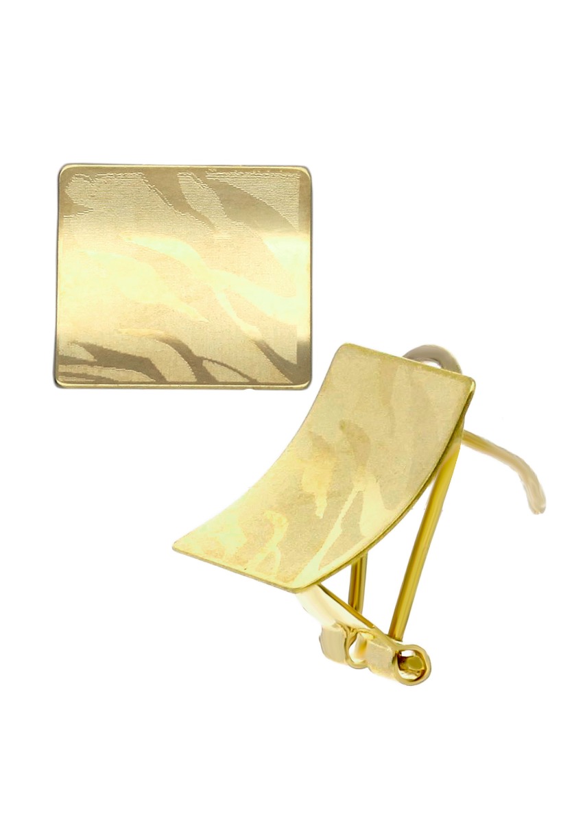 pendientes oro amarillo 18 kilates cuadrado convexo grabado laser foto lateral 002_51636-P