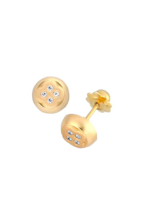 pendientes oro amarillo 18 kilates para bebe con circonitas foto lateral 197_1210_01