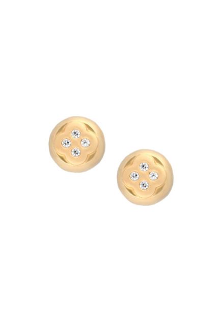 Pendientes dormilona oro 1ª ley 750 mmas. (18 k.) con piedras oro amarillo rfcia.197_1210