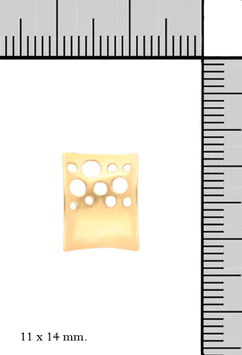 pendientes oro amarillo 18 kilates rectangulo convexo calado con circulos foto con medidas