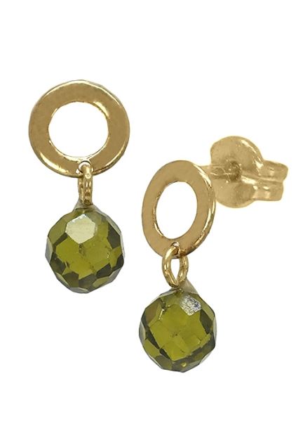 pendientes oro amarillo 18 kte con cuarzo verde foto lateral precio barato joyeria online146_K159_01