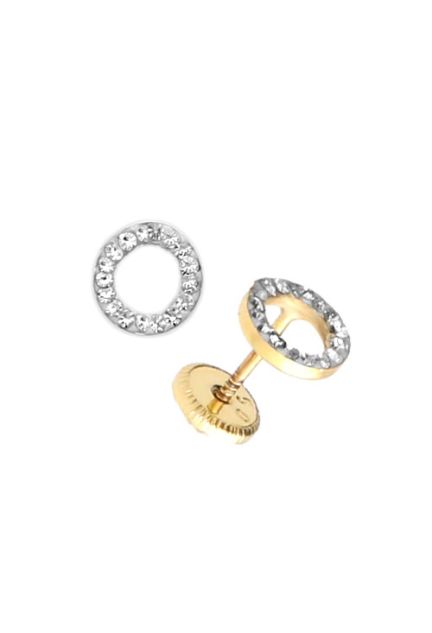 pendientes de oro amarillo con cristales checos incrustados en resina vista frontal y lateral