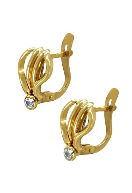 pendientes oro amarillo 18 ktes con circonita indicados para comunion vista lateral 146_K200_01